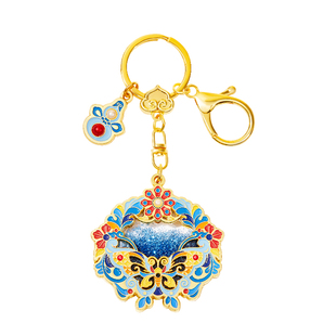 故宫淘宝|錾花如意珠翠金蝶点翠流沙钥匙扣包包挂件挂饰生日礼物