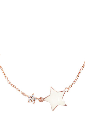 通体925银项链手绘白镶嵌锆石女