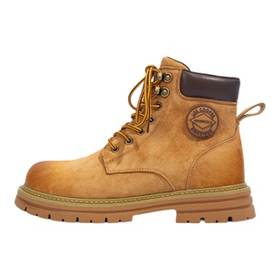 Lee Cooper真皮厚底内增高7CM马丁靴男秋冬款加绒棉靴工装大黄靴