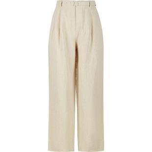 LESS褶皱亚麻裤子女复古简约薄款透气舒适直筒休闲长裤2O4E11030