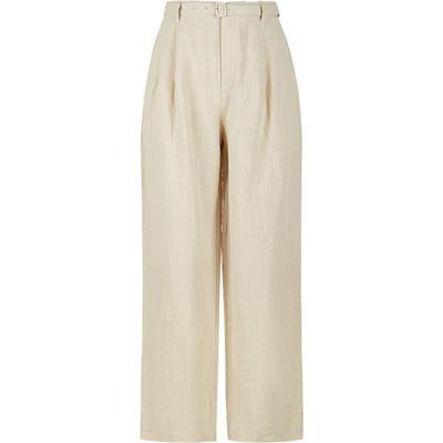 LESS褶皱亚麻裤子女复古简约薄款透气舒适直筒休闲长裤2O4E11030