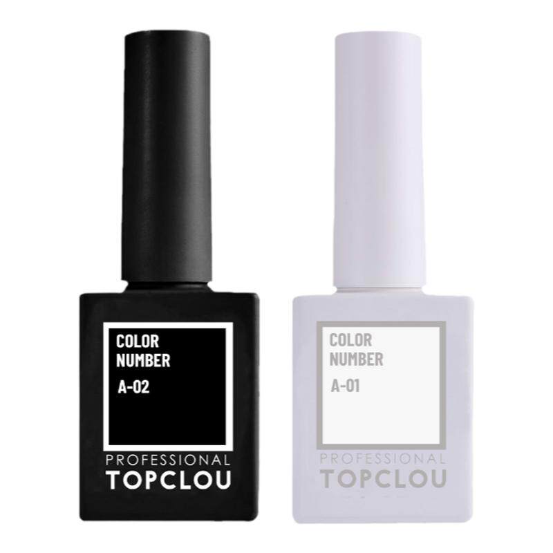 【TOPCLOU新包装经典黑色白色】流平美甲胶实色30秒照干饱和不黄