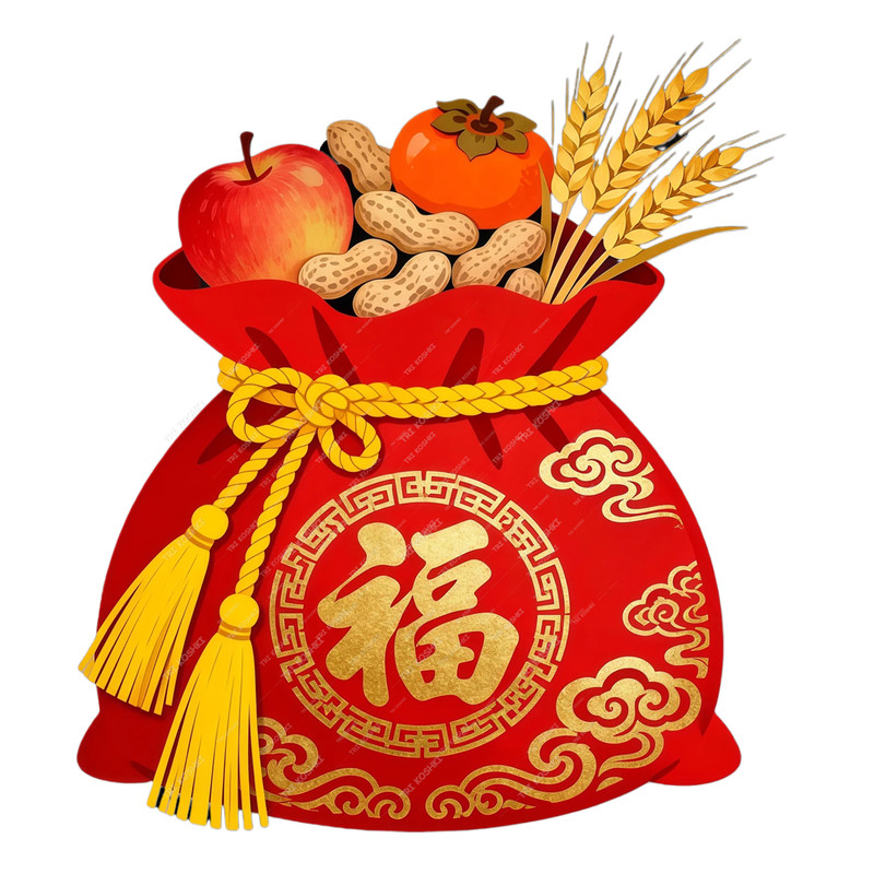 五谷丰登福字招财纳福福袋贴纸房间冰箱贴玻璃门墙面装饰喜庆贴画