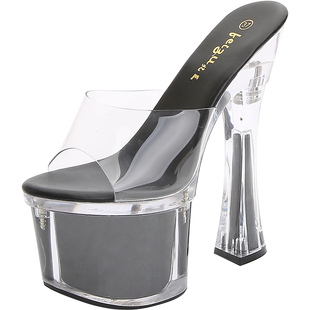 恨天高超高跟鞋18cm粗跟凉拖鞋车模礼服鞋水晶鞋新娘鞋夜店鞋小码