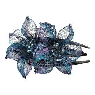 发夹妈妈鸭嘴夹韩国优雅气质铜丝花朵三齿夹盘发头抓夹后脑勺发卡