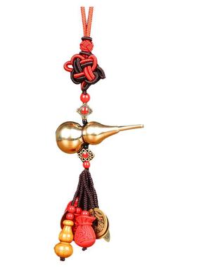 寅亥堂黄铜朱砂福袋开口葫芦挂件