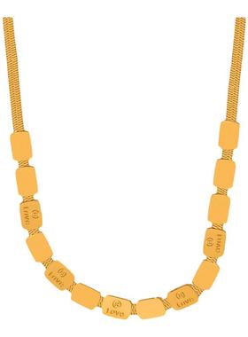 欧美高级感叠戴方块蛇骨项链