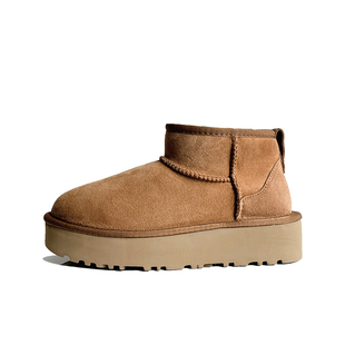 厚底mini周冬雨短筒羊皮毛一体雪地靴女2024冬新款河南桑坡村保暖