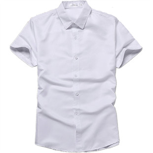 男士长袖修身白色衬衫职业正装半袖西装衬衣休闲短袖蓝黑纯色工装