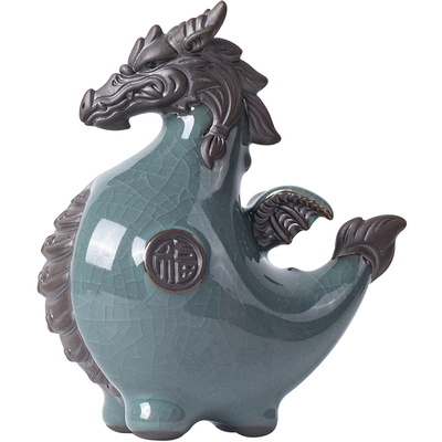 生肖龙马精神陶瓷摆件