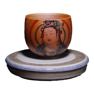 一诺轩老物件清代瓷器托底手绘青花可做壶承茶托底座文房茶室摆件