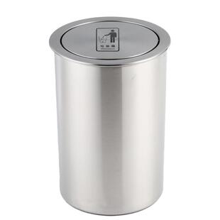 台面嵌入式不锈钢垃圾桶方形盖子家用厨房圆形摇盖洗手间隐藏翻盖