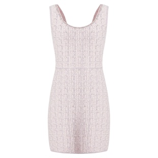 商场同款 摩萨克冬羊毛手工钉钻织带香风背心连衣裙女