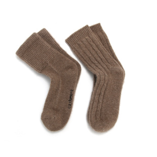 蒙古国进口羊绒袜子男女秋冬老人青年加厚保暖100%羊绒款中筒纯色