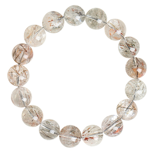 福妞珠宝天然黑金超七水晶手链发晶云母双轮满发骨干钛晶黑金手串