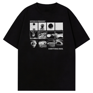 王嘉尔同款美式多宫格漫画T恤短袖男女夏季潮流休闲百搭纯棉透气