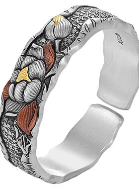 心经莲花足银999传承手工银手镯