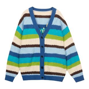 INXX Standby 慵懒风复古条纹毛衣男宽松休闲针织开衫外套女