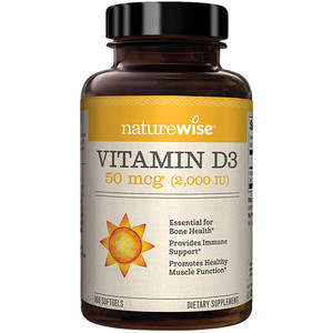 Naturewise阳光瓶维生素d2000iu成人儿童青少年补钙维d软胶囊