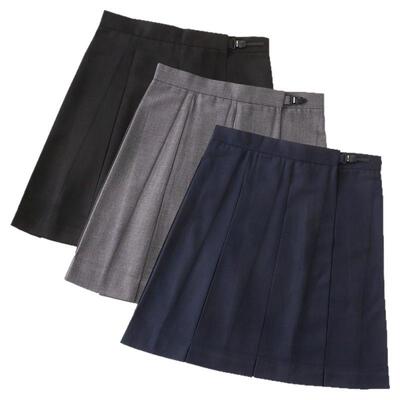 青月社八箱褶短裙黑色绀色灰色