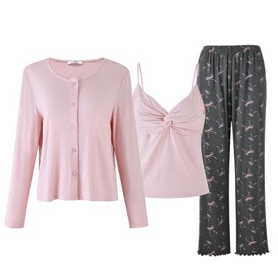 MYBODY休闲舒适背心开衫睡衣套装