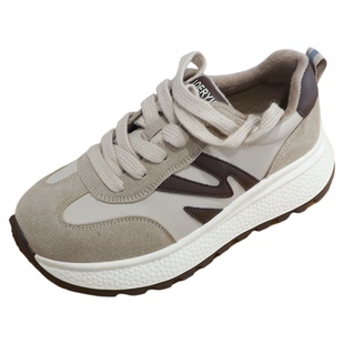 诗路花语女鞋2025冬真皮加绒休闲运动鞋轻便保暖加棉跑鞋221-501