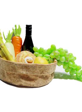 牛皮收纳篮面包厨房展厅小摆件