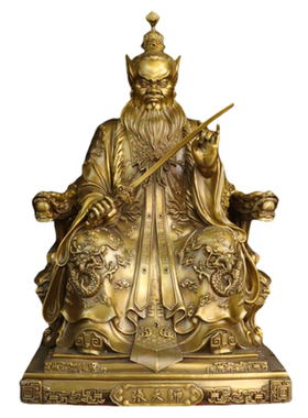 黄铜骑虎张天师神像摆件家居供奉
