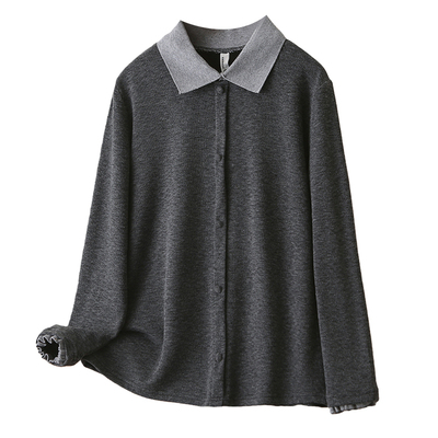 翻领打底衫女大码正肩假两件内搭