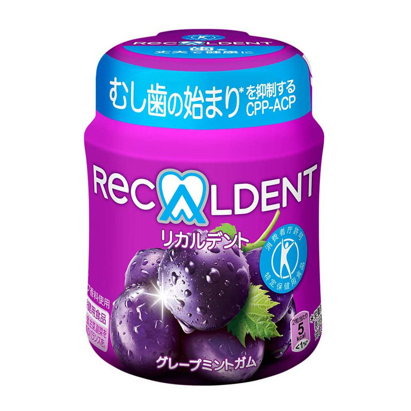 现货！IQ日本recaldent护齿防蛀口香糖140g清新口气薄荷蜜桃葡萄