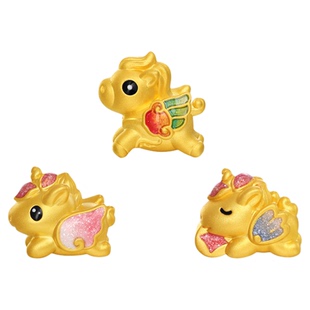 潮宏基五福马黄金串珠足金转运珠手饰5D硬金鎏彩生肖马梦幻礼物