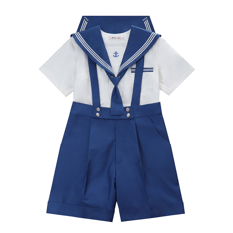 樱花家族jk制服【蔚蓝誓约】花绀背带短西裤水手服绀色白三本套装