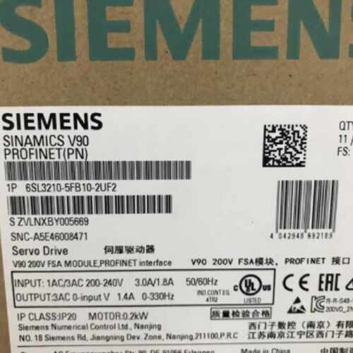 议价6SL3210-5FB10-2UF2西门子V90驱动器0.2KW200V6SL32105FB102U