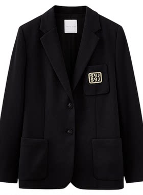 水云间学院风小西装外套女黑色正肩西服高智感长袖上衣2026冬新款