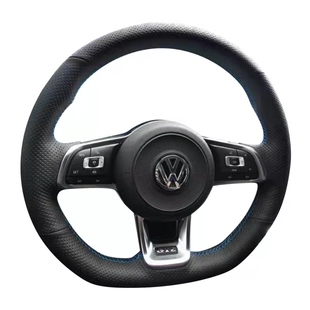专用大众高尔夫7方向盘套手缝冬天翻毛皮真皮Rline改装件GTI车内