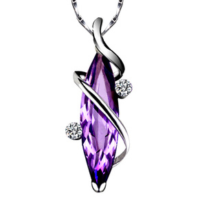 925纯银紫色水晶项链女士2022年新款夏高级感吊坠生日礼物送女友