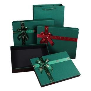 圣诞礼品盒墨绿色礼物盒围巾杯子礼盒空盒伴手礼盒子衬衫盒简约盒