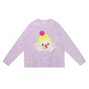 pocoblush【哈喽雪人】温暖牌绞花毛衣女童秋冬复古麻花钩织上衣