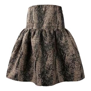 曼哈顿girl古铜金色无袖抹胸裙露背A字连衣裙夏女蓬蓬显瘦短裙