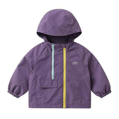 右欧男女童连帽外套户外防风防水