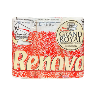 RENOVA葡萄牙进口皇冠卷筒纸4层加厚6卷卫生纸面巾纸家用厕所