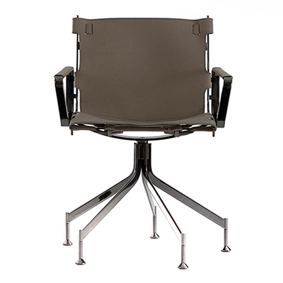 马鞍皮不锈钢框架书房办公椅