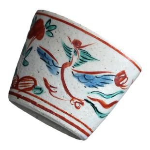 日本进口藏珍窑吴须赤绘猪口杯日式手绘凤凰纹茶杯手作咖啡杯碟盖