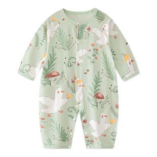 婴儿夏天衣服宝宝连体衣纯棉夏季薄款长袖新生婴幼儿童空调服哈衣