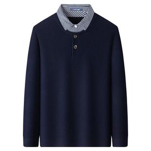 [华夫格/假两件]梦特娇男士针织衫25秋冬衬衫领打底毛衣加厚保暖J