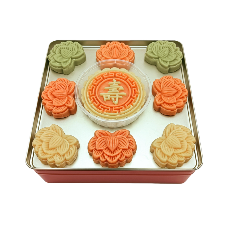 素食糕点 铁盒装 福寿莲花糕 传统茶点老式手工中式祝福生日