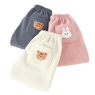 女童裤子秋冬款薄绒儿童一体绒运动卫裤加绒宝宝灯芯绒裤2025新款