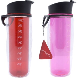 日本EMBARK双层塑料隔热水杯 密封杯盖防漏大容量运动饮水杯500ML