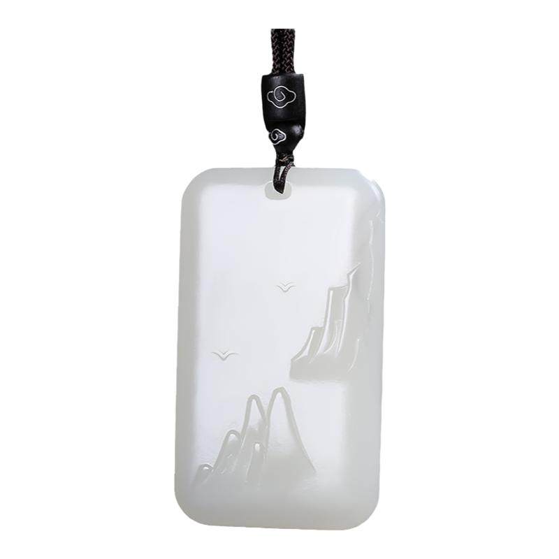 【普渡众生】新疆和田玉羊脂白玉观音吊坠男女款玉牌挂件天然玉石