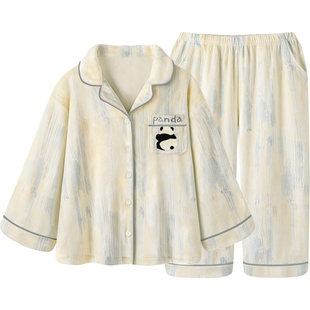 『熊猫奶团儿』睡衣女款秋冬新款海岛绒可爱加厚保暖家居服套装女